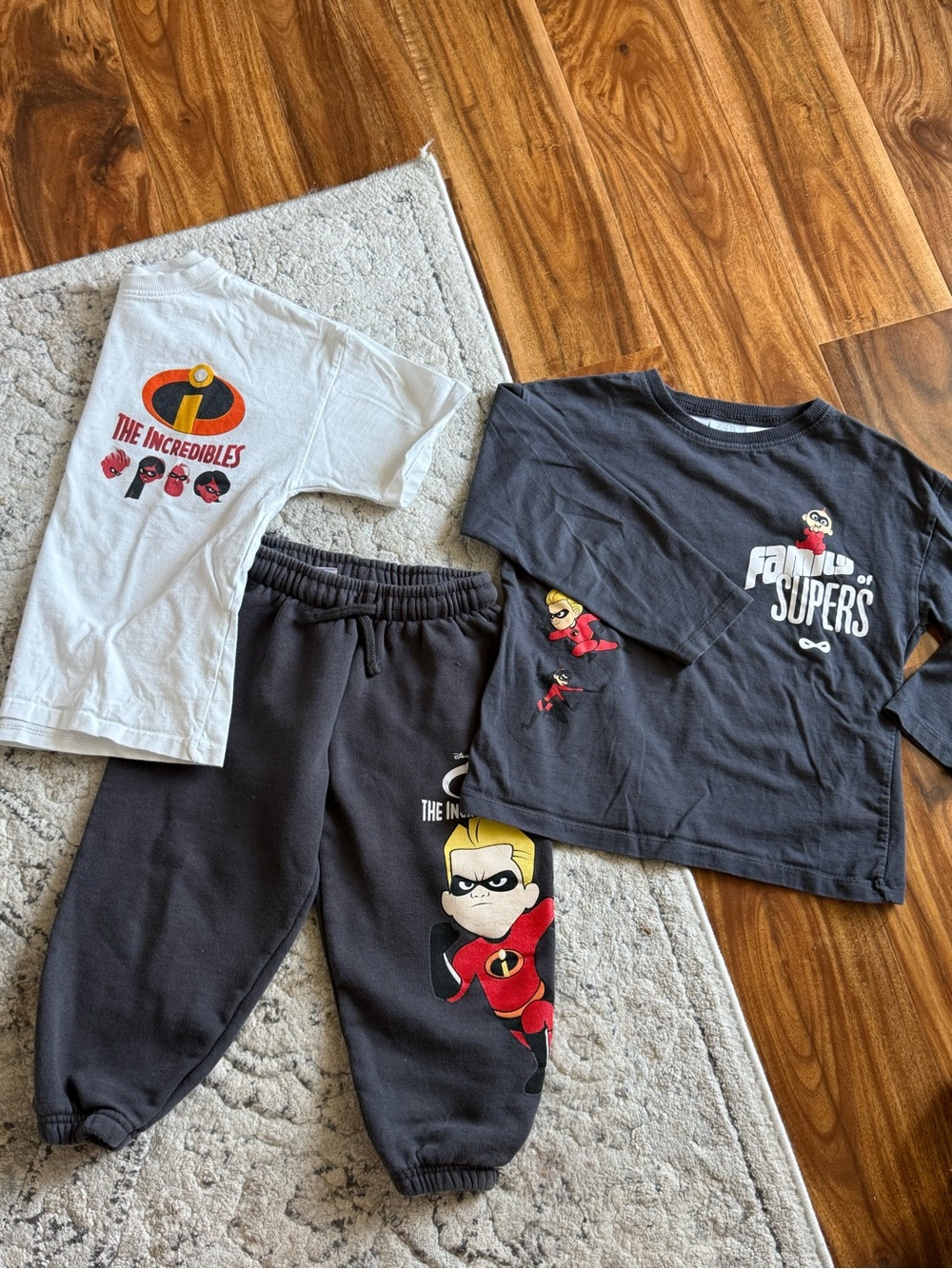 Zara Kids Joggers & Long & Short Sleeve Tee - The Incredibles Graphics